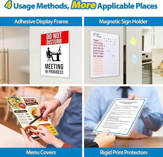 Magnetic Sign Holder 8.5 x 11 Wall Sign Holder 5Pack, Rigid Plastic Door Sign - Image 2
