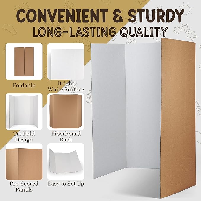 Trifold Poster Board 36" x 48" White Presentation Board - Image 3