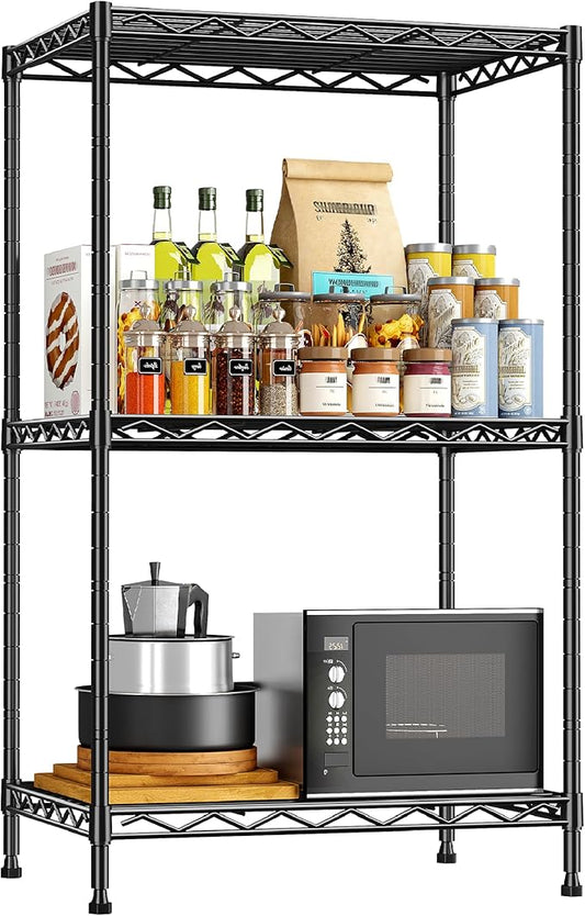 DurayLoly 3 Tier Metal Wire Storage Shelves, Adjustable Small Wire Shelving Unit by Durayloly