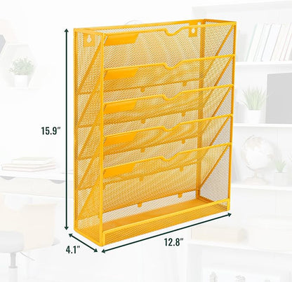 EASEPRES 6 Tier Mesh Hanging Wall File Organizer, Desk Vertical Mail Paper - Image 2