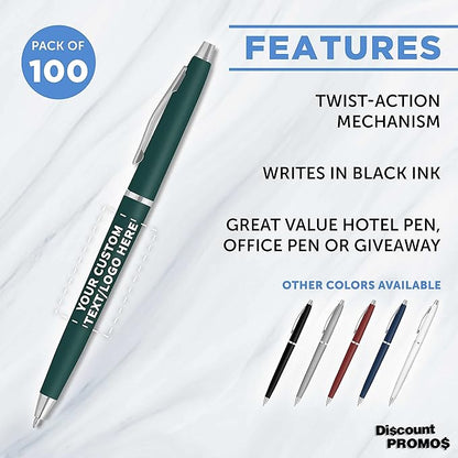 DISCOUNT PROMOS Custom Langham Ballpoint Pens Set of 100, Personalized Bulk Pack - Image 2