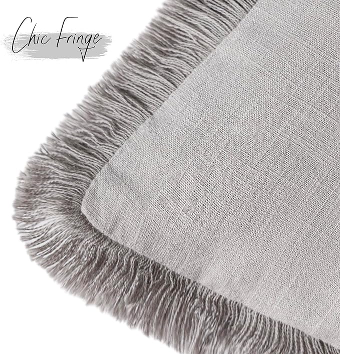 Foindtower Set of 2 Decorative Linen Fringe Lumbar Throw Pillow Covers - Image 3