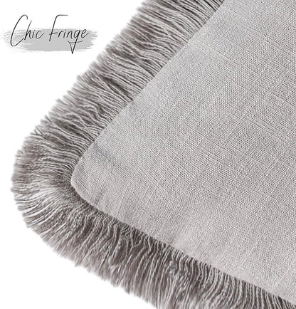 Foindtower Set of 2 Decorative Linen Fringe Lumbar Throw Pillow Covers - Image 3