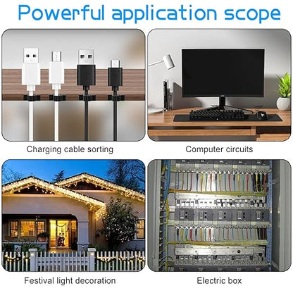 XHF 100pcs Adhesive Cable Wire Clips Black, Outdoor Cable Management Wire - Image 7