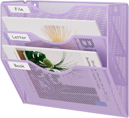 EasyPAG 3 Pocket Mesh Wall File Organizer, Hanging Paper Folder Holder by EasyPAG