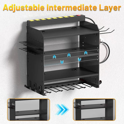 CFMASTER 4-Layer Wall-Mounted Power Tool Organizer Rack, Heavy Duty Adjustable - Image 4