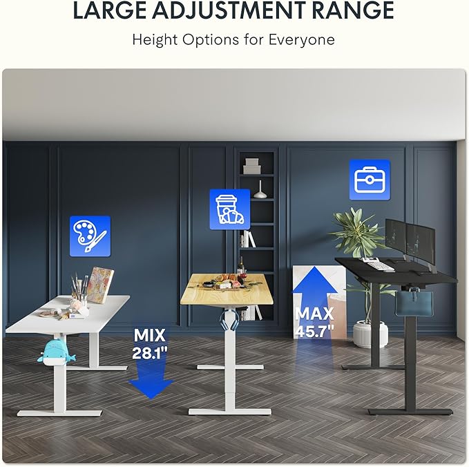 FLEXISPOT One-Piece Electric Standing Desk, 55 x 28 Inches Adjustable Desk - Image 3