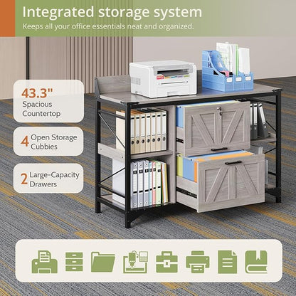 AesthLife 44" File Cabinet for Home Office, Wood Filing Credenza - Image 5
