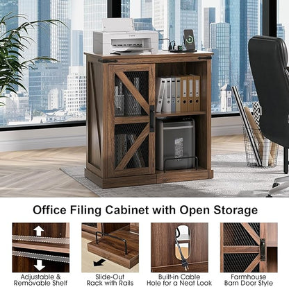 JOINICE, Printer Stand with Storage, File Cabinet with Socket and USB Charging - Image 3