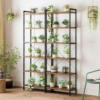 Casaottima Book Shelf Set of 2, 6 Tier Tall Bookshelf, Modern Wood Bookcase - Image 6