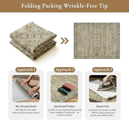 GENIMO 8x10 Area Rugs for Living Room, Machine Washable Non Slip Vintage Rugs - Image 9
