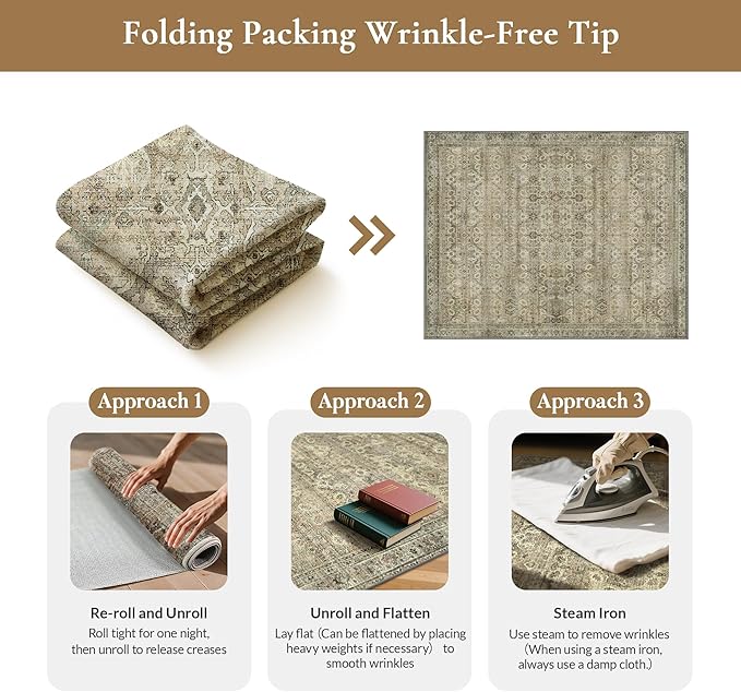 GENIMO 9x12 Area Rugs for Living Room, Machine Washable Non Slip Vintage Rugs - Image 9