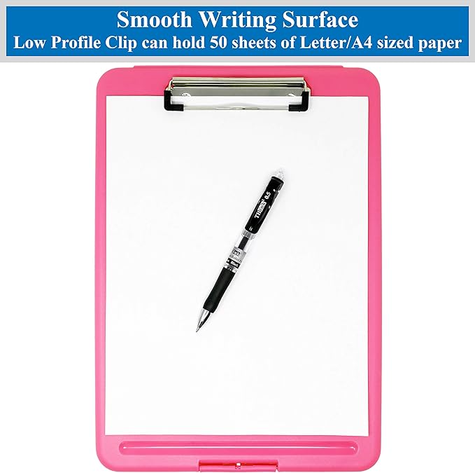 Think2Master Pink Plastic Storage Clipboard. | 25% Heavier & Sturdier| Heavy - Image 4
