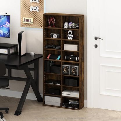 Furinno Jaya DVD Shelf, 16-Shelf Wide CD Rack, Media Shelf - Image 2