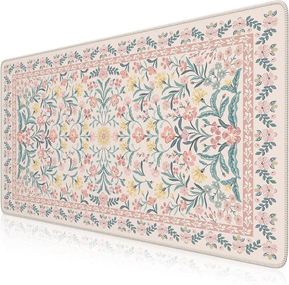 iCasso Pink Floral Desk Mat, Desk Pad, XXL Large Mouse Pad, Anti-Slip Big by iCasso