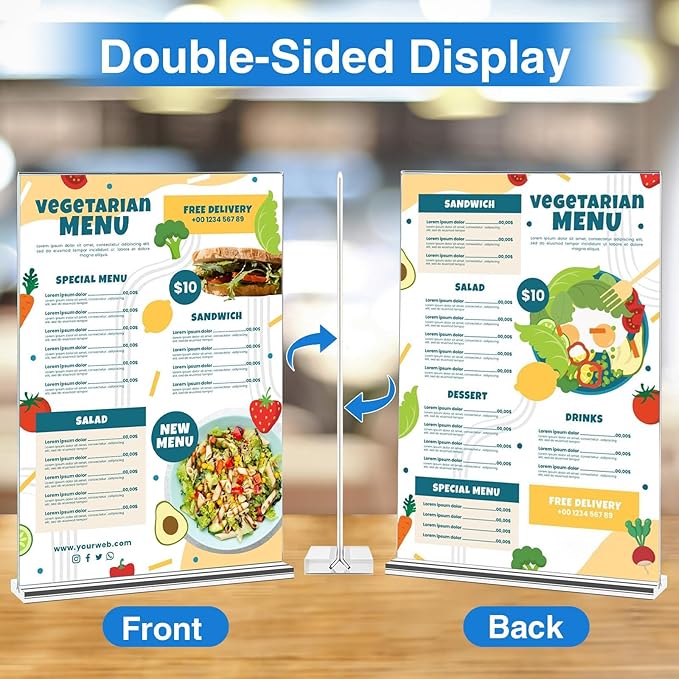 Daofary Acrylic Sign Holder 5 x 7 Inches 4 Pack, Double-Sided Stand up Table - Image 4