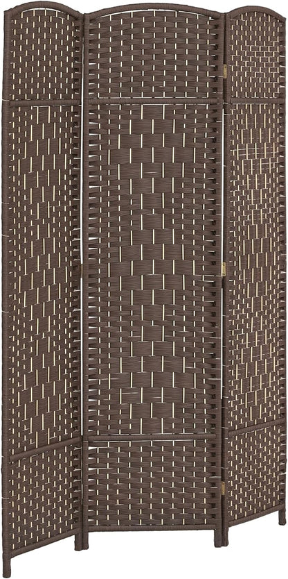 HOMCOM 3 Panel Room Divider, Hand-Woven Freestanding Wall Partition by HOMCOM