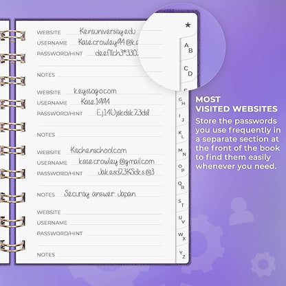 Clever Fox Password Book Spiral – Mini Internet Address & Password Organizer - Image 4