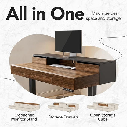 HUANUO Standing Desk with Drawers, 48 Inches Electric Height Adjustable Desk - Image 8