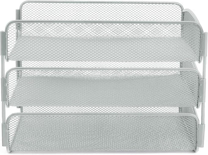Safco Onyx Desktop Organizer, 3-Tier Paper Tray, Durable Steel Mesh Construction - Image 3