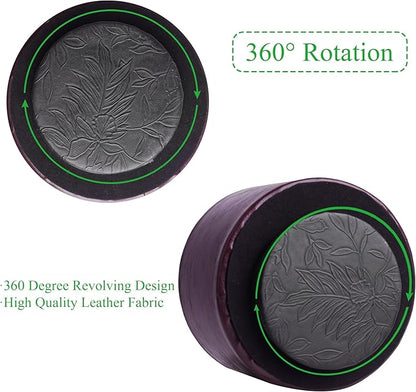Hennaja Round Leather Art Supply Organizer, Remote Control Holder, 360 Degree - Image 4