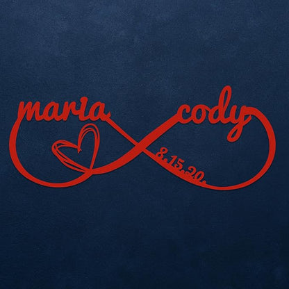 Personalized Valentines Day Metal Wall Sign, Custom Infinity Heart Love Couple - Image 5