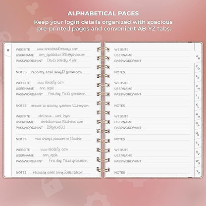 Clever Fox Password Book Spiral – Internet Address & Password Organizer - Image 3