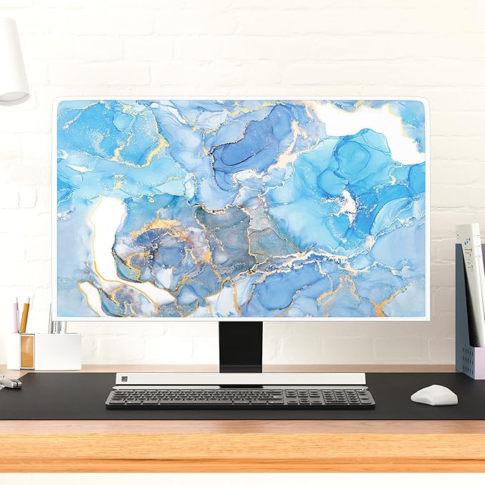 Baocicco Baby Blue Gold Marble Waterproof Screen TV Cover 37, 39 Inch Modern - Image 4