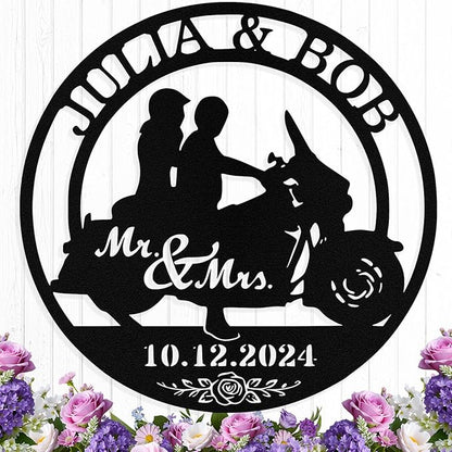 Custom Motorcycle Couple Metal Signs Personalized Couple Name Sign Motorbikes by HengMeiZiK