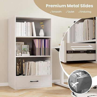 LOKO 4-Tier Bookcase with Storage Drawer, Modern Organizer Display Storage - Image 6