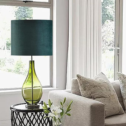 GO&SO Green Velvet Medium Lamp Shades Drum Lamp Shades 13" Top x 13" Bottom x - Image 7