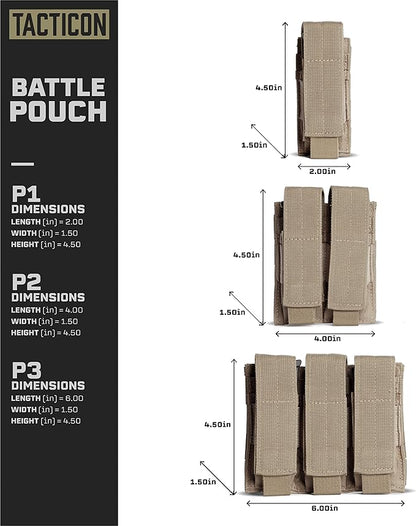 Tacticon P1 P2 P3 BattlePouch | Universal Pistol Mag Pouch | Combat Veteran - Image 3