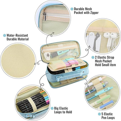 JOINPRO Pencil Case, Large Capacity Pencil Case Organizer; Double Zipper - Image 4