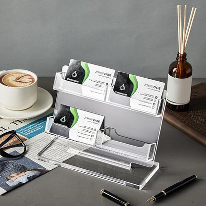 Dunzoom Business Card Holder for Desk 4 Slots Clear Gift Card Display Acrylic - Image 4