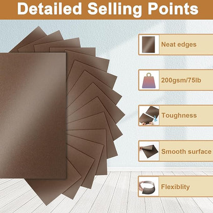 Silunkia 100 Sheets Coffee Shimmer Cardstock 8.5 x 11 Greeting Cards, - Image 3