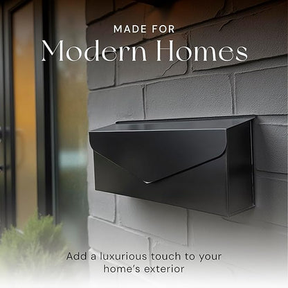 NACH Black Envelope Wall Mount Mailbox, Rust Resistant Metal Mailbox, Mailboxes - Image 2