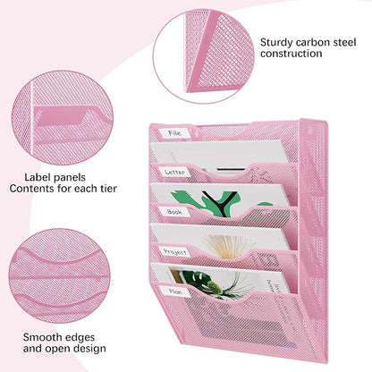 EasyPAG 5 Pocket Mesh Wall File Organizer, Hanging Paper Folder Holder - Image 4