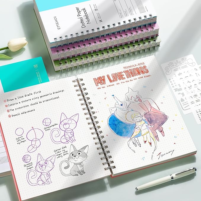 EMSHOI B5 Spiral Notebook Bullet Dotted journal, Large 7.48" X 10.15", 300 - Image 7