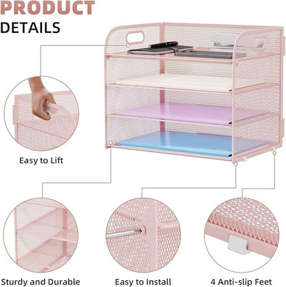 Marbrasse 2 Pack 4 Tier Paper Organizer Letter Tray - Image 4