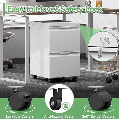 LONGLINK 2 Drawer Mobile File Cabinet - Image 6
