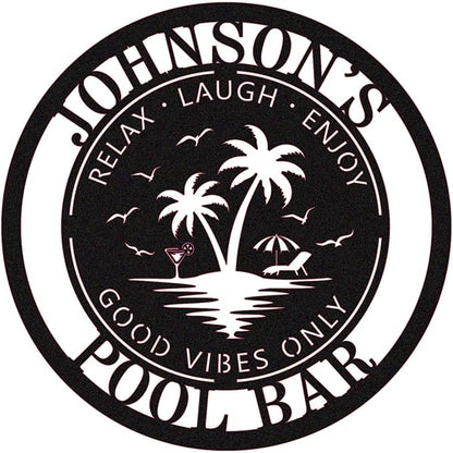 Personalized LED Metal Pool Bar Sign, Poolside Neon Bar Signs by HYTSIGN