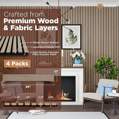 Avana Acoustic Wood Wall Panels – 94.4 X 12.6 Inch White Oak Acoustic Panels 4 - Image 4