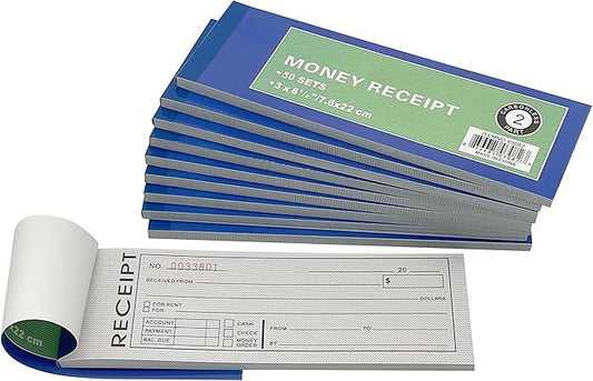 Cotton Fly Pre-Numbered Rent Receipt Book, Receipt Invoice Book Carbonless Copy by Cotton+Fly
