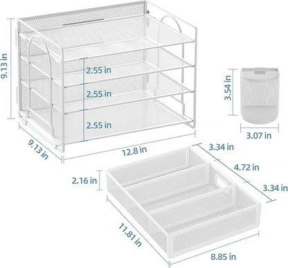 Marbrasse Desk Organizer and Accessories4-Tier Paper File Letter Tray - Image 6