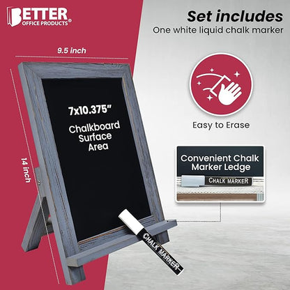 Better Office Products Framed Tabletop Chalkboard Sign, 9.5" x 14", Rustic Wood - Image 3
