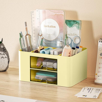 Marbrasse Pen Organizer with 2 Drawer, Desk Organizers and Accessories with 5 - Image 2