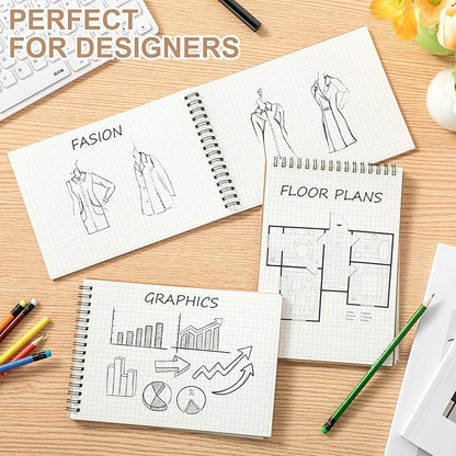 Engrowtic 6 Pack Graph Paper Spiral Notepad A5 Top Wirebound Notepad Grid - Image 3