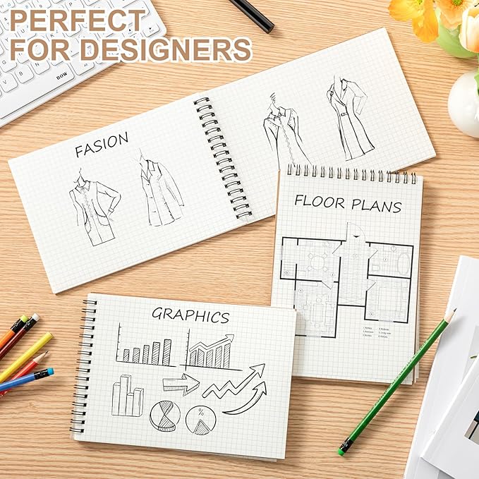 Engrowtic 1 Pack Graph Paper Spiral Notepad A5 Top Wirebound Notepad Grid - Image 3