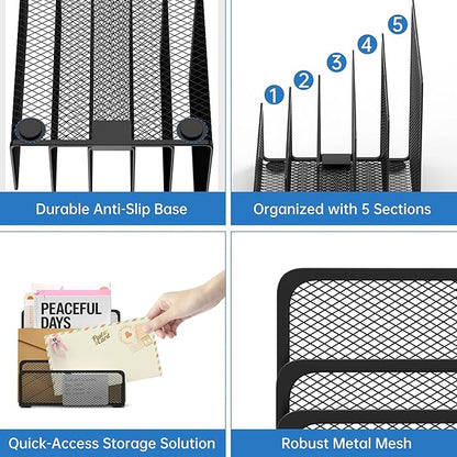 ReePlan Mail Organizer with 5 Slot, Metal Mail Holder - Image 6