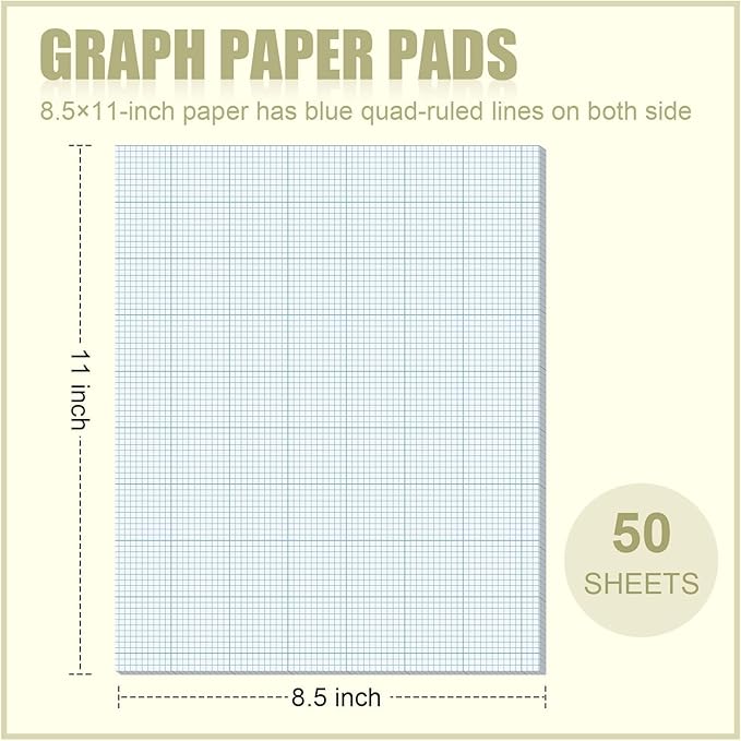 Ctosree 3 Pcs 8.5 x 11 Quadrille Pads 10 Squares Per Graph Paper Pad Back to - Image 2